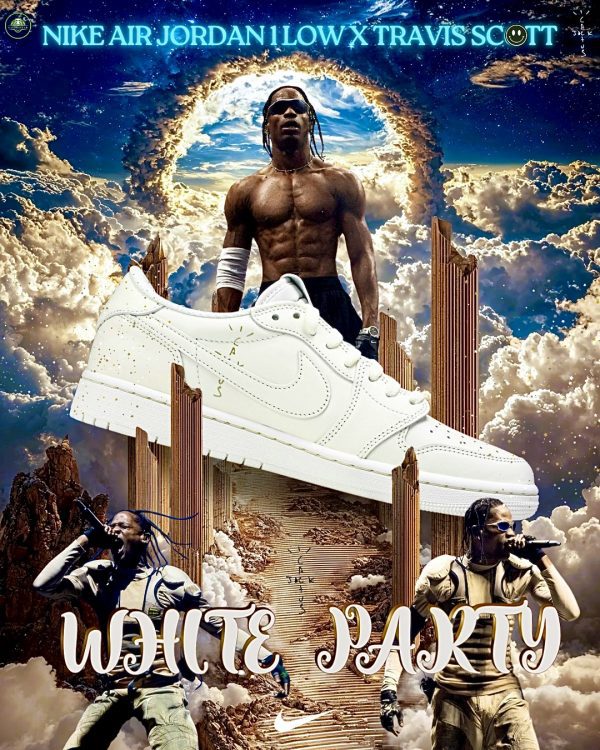 NIKE AIR JORDAN 1 LOW X TRAVIS SCOTT - 1 NIKE AIR JORDAN 1 LOW X TRAVIS SCOTT MICHEAL RUBINS WHITE PARTY